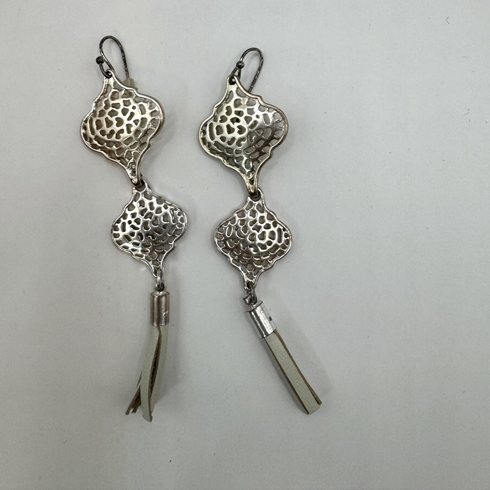 Stella and Dot Plait Drop silver hook earrings 2 in 1